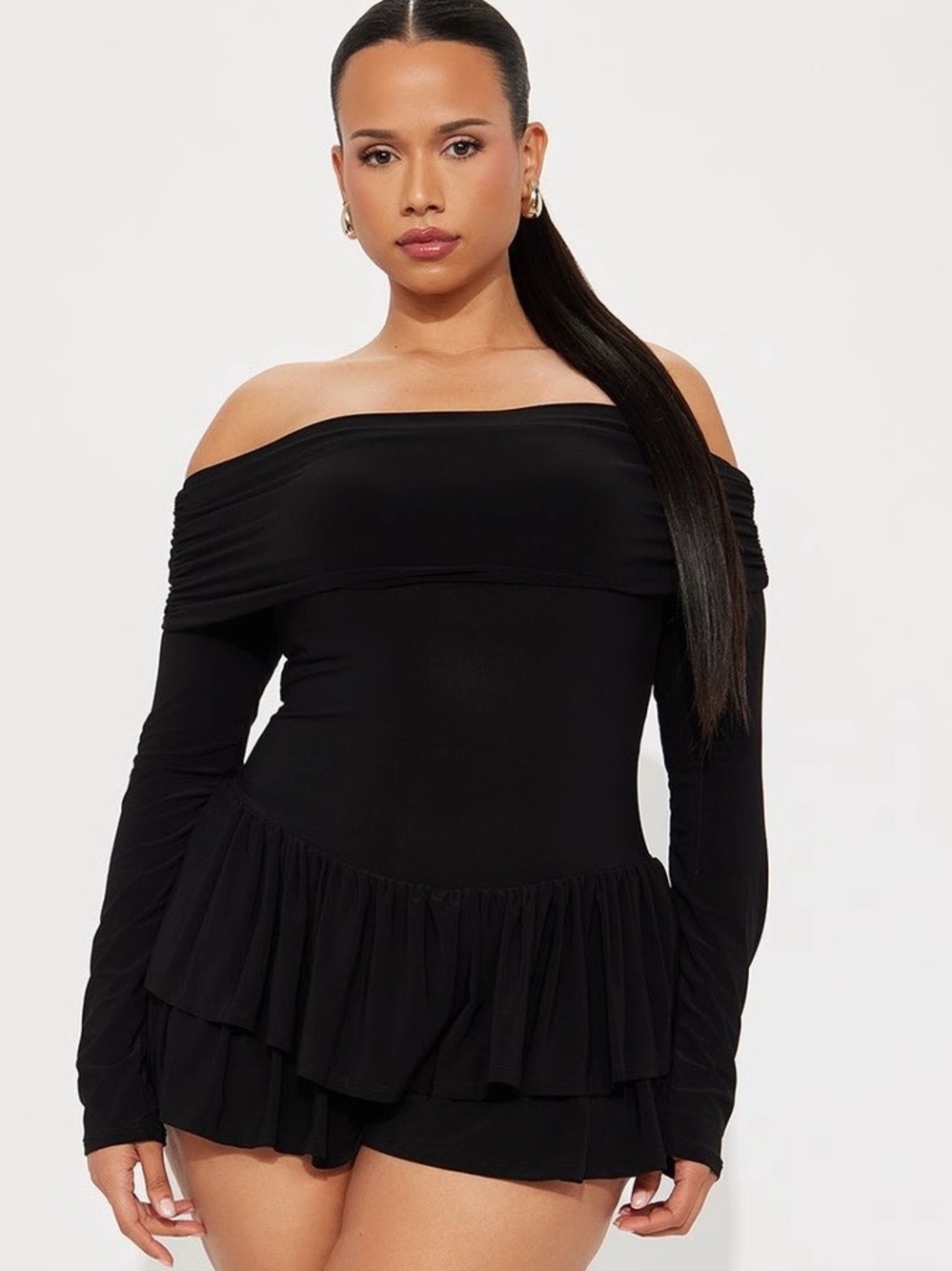 Off Shoulder Ruffle Romper